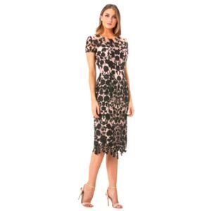JS Collections Tan and Black Midi Dress